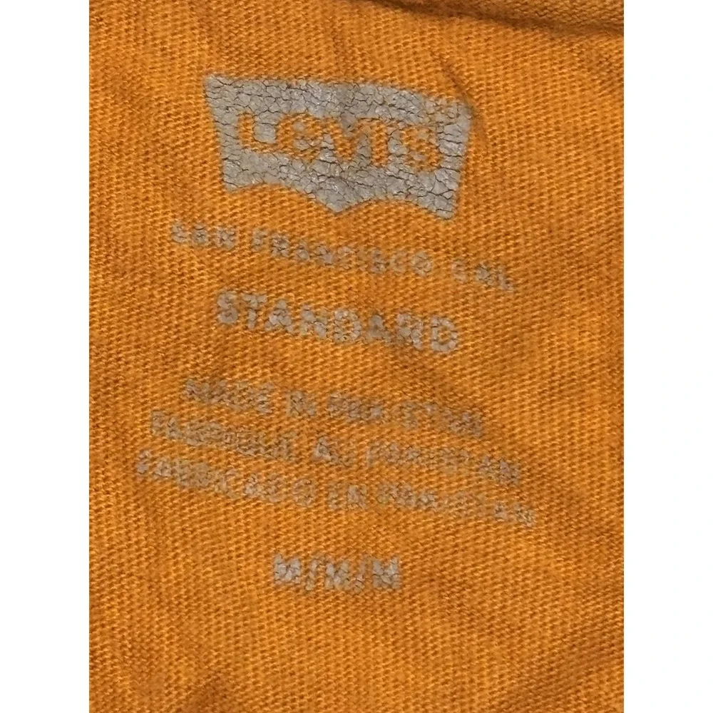 Levis Mens Graphic T-shirt Size M Orange Cotton Worldwide Eagle Tee 22491-1111